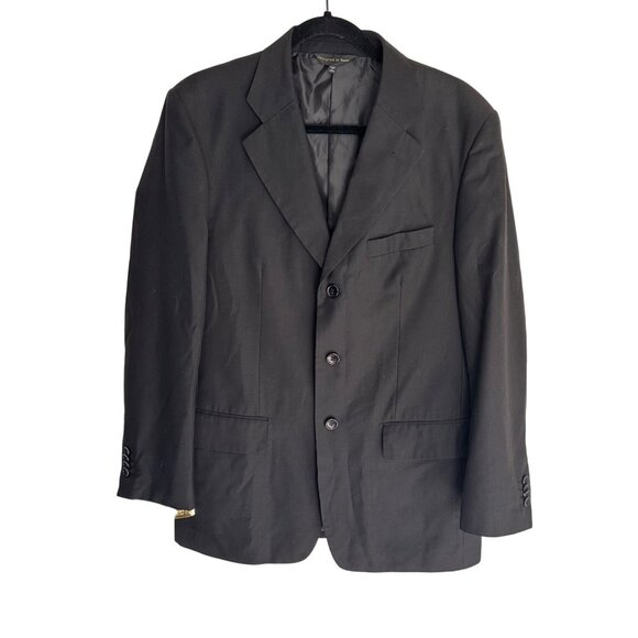 Mens Black Cotton Polished Polyester Suit Jacket Blazern by Designed in Rome Bra - Picture 4 of 16